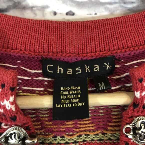 Peruvian Sweater Chaska Medium Hand Made Peru Cotton Top Metal Hooks Womens - Picture 3 of 12